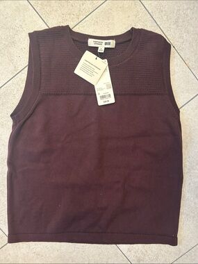 Uniqlo Sleeveless Knit Shell - wine, 100% cotton comptoir des cotoniers